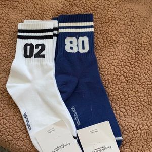 Both pairs of crew style socks
